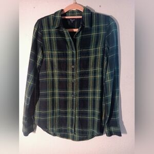 Madewell Women's Green And Black Plaid Flannel Button-up Shirt Size XS NWOT